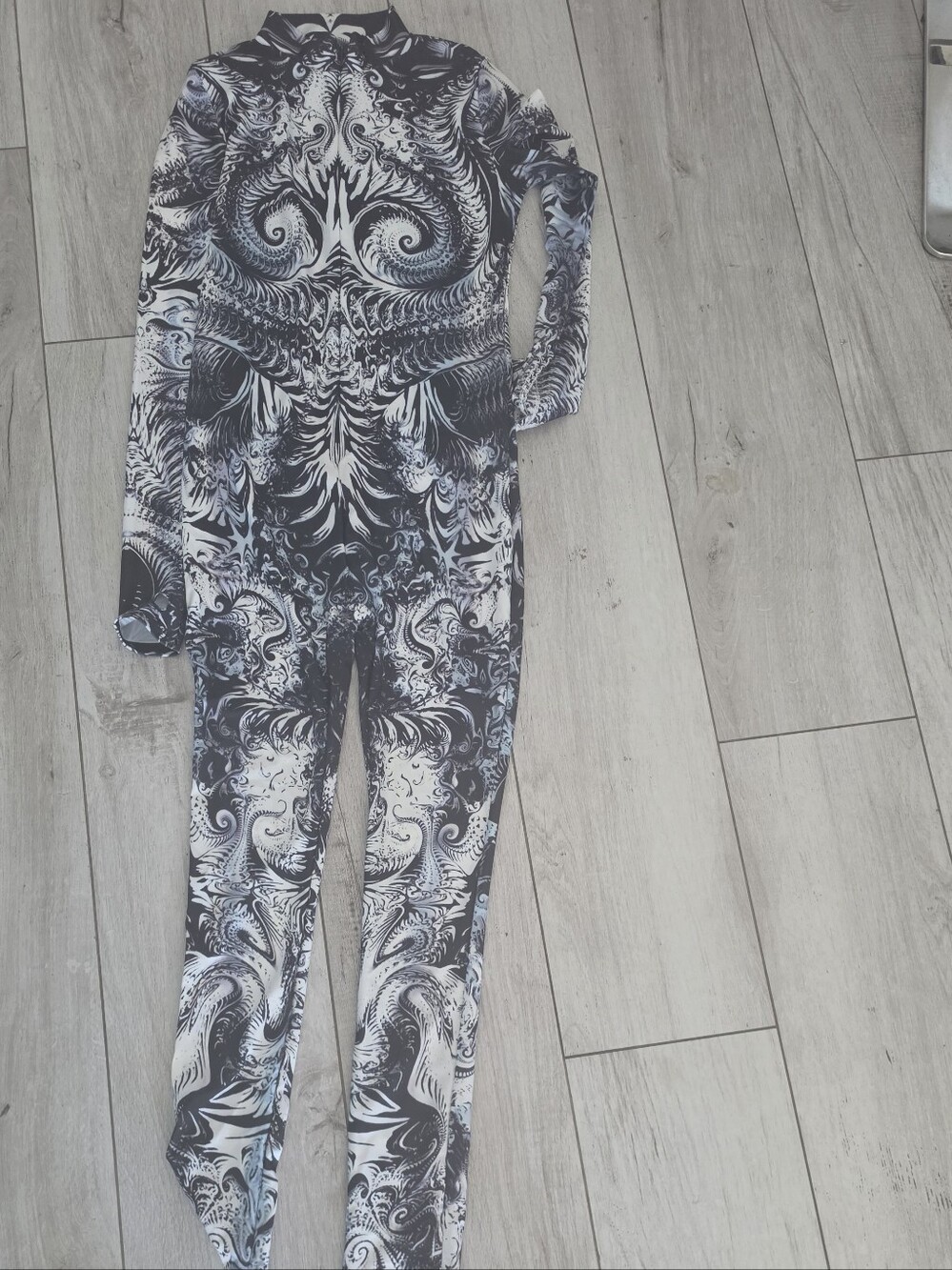 New Navy & White Tatoo Print Jumpsuit SM